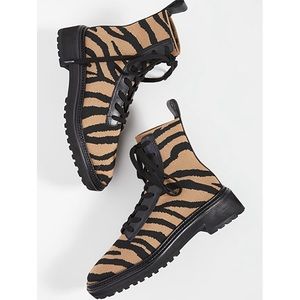 LOEFFLER RANDALL Animal print Knit Combat Boots